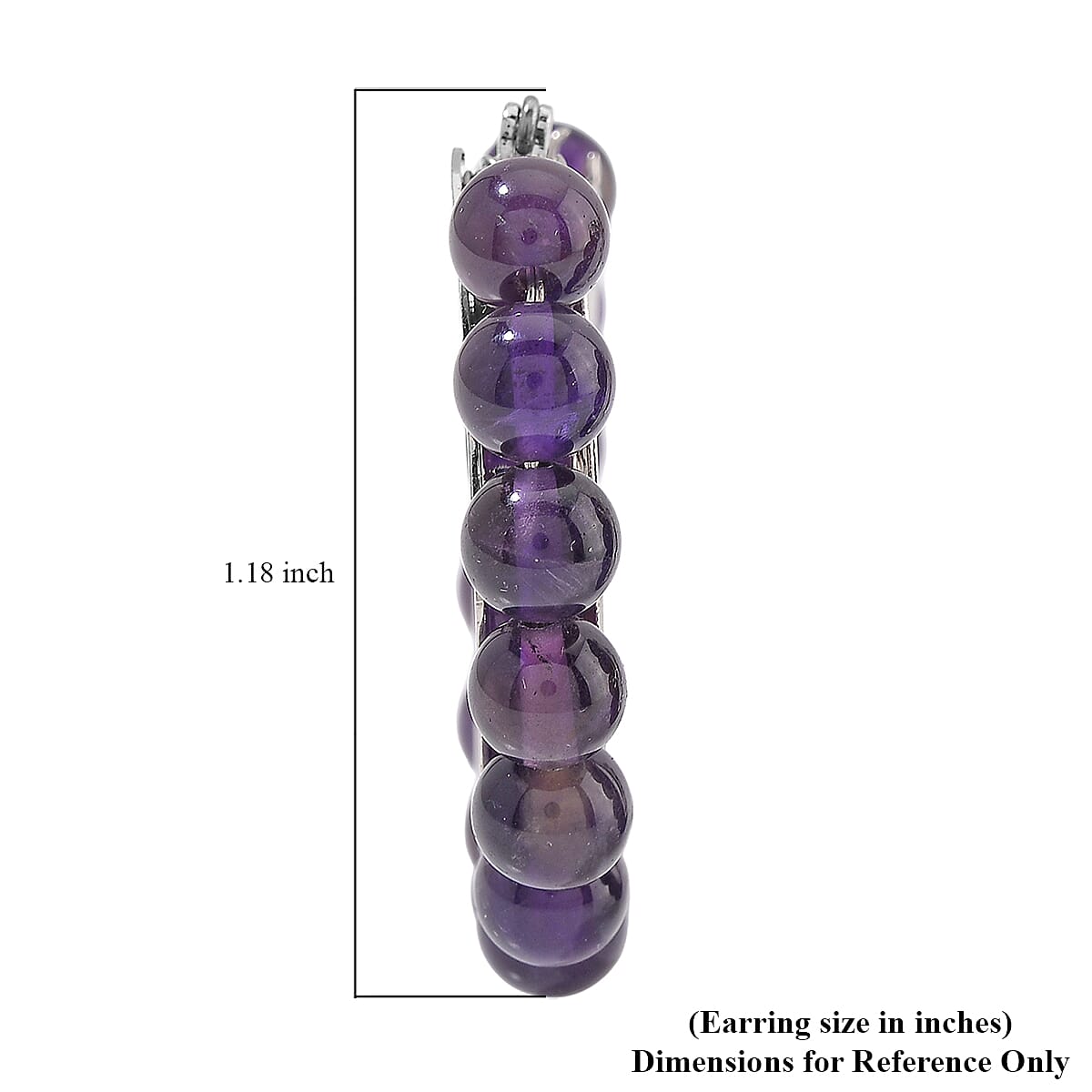 African Amethyst 35 ctw Hoop Earrings in Silvertone image number 4