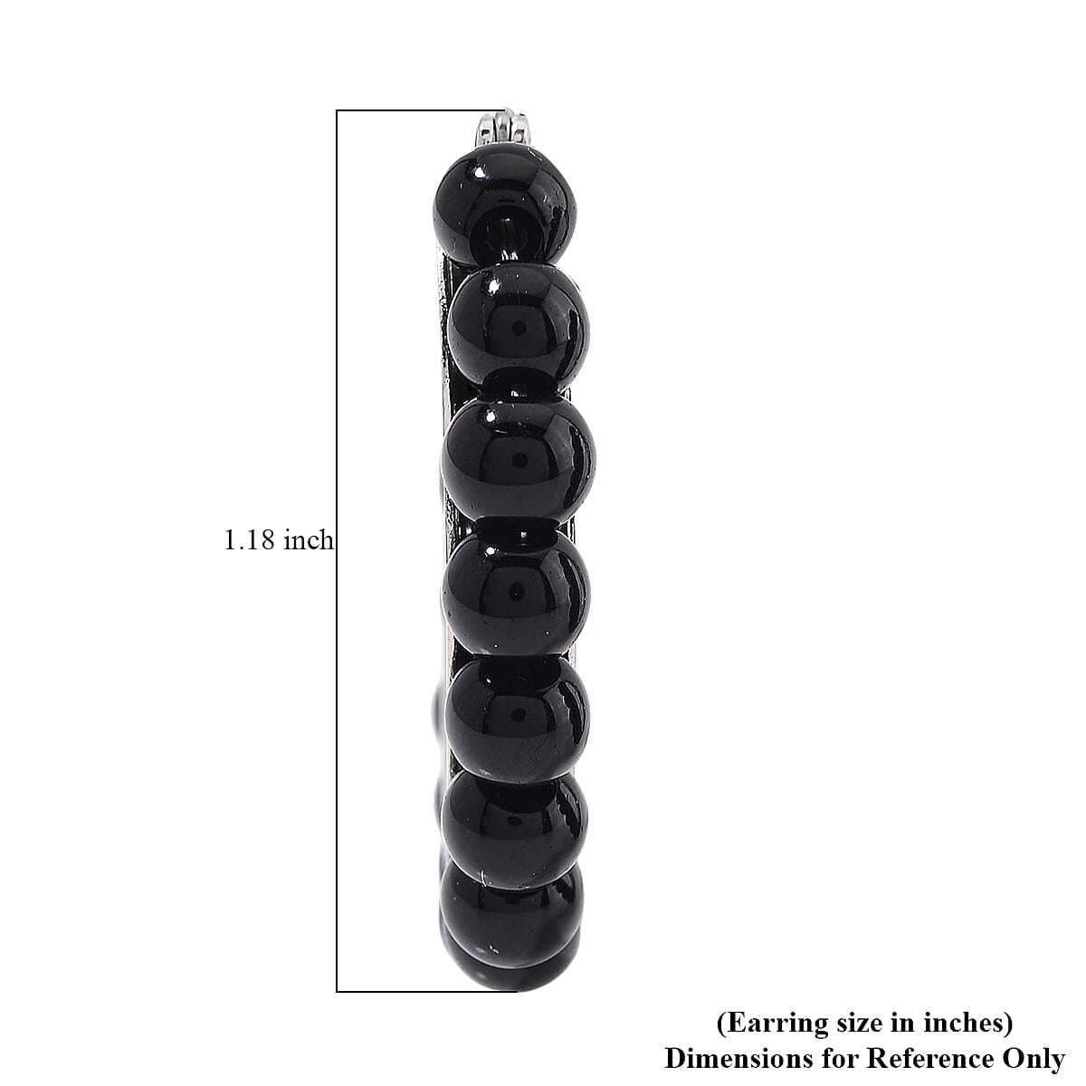 Black Obsidian 35 ctcw Hoop Earrings in Silvertone image number 4