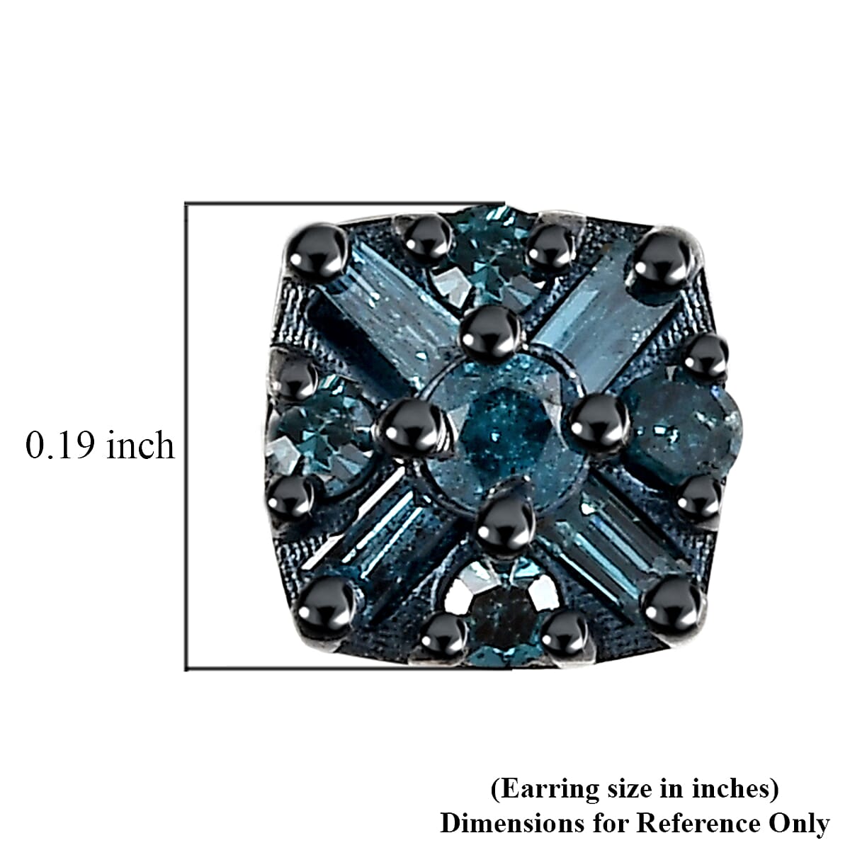 D'Joy Blue Diamond 0.25 ctw Floral Stud Earrings in Rhodium Over Sterling Silver image number 5