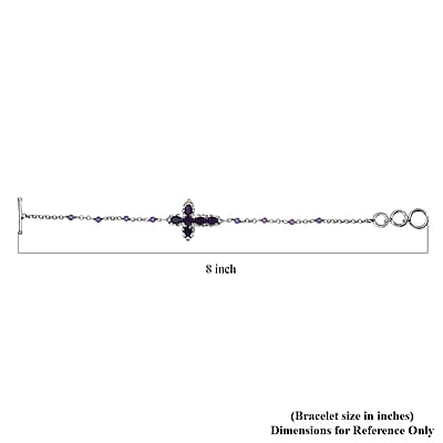 EverTrue African Amethyst 4.40 ctw Cross Bracelet in Platinum Bond (6.50-8.0In)