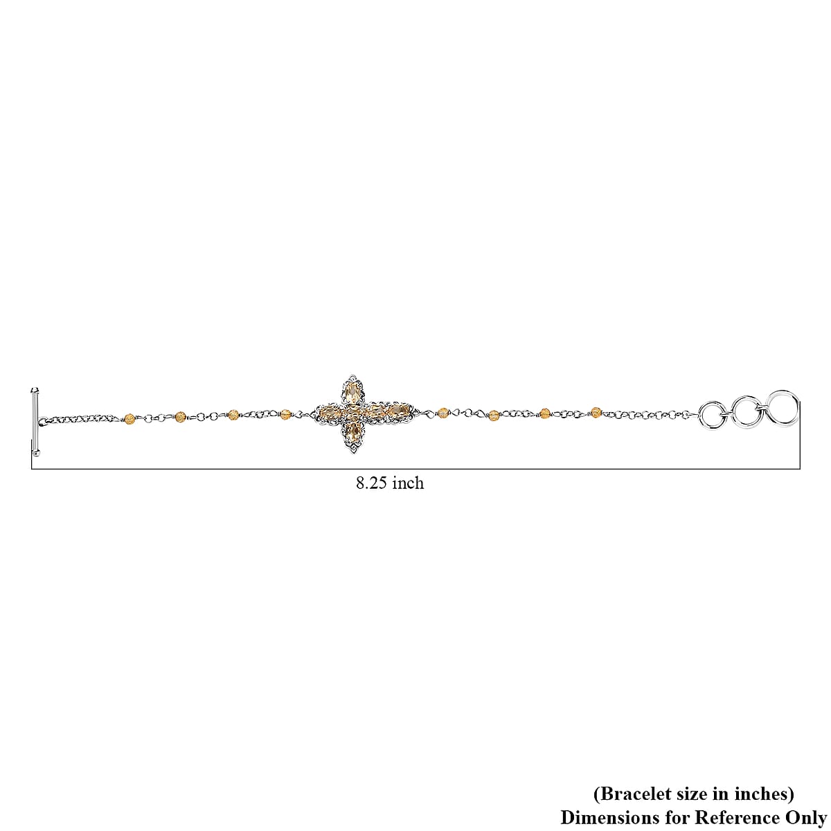 EverTrue Brazilian Citrine 4.50 ctw Cross Bracelet in Platinum Bond (6.50-8.0In) image number 4