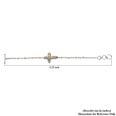 EverTrue Brazilian Citrine 4.50 ctw Cross Bracelet in Platinum Bond (6.50-8.0In)