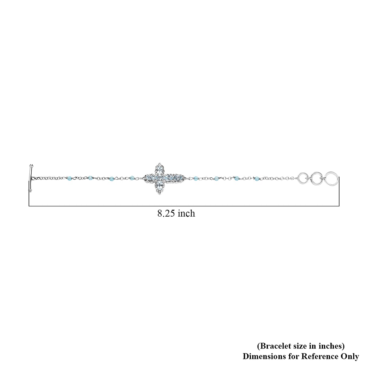 EverTrue Sky Blue Topaz 4.30 ctw Cross Bracelet in Platinum Bond (6.50-8.0In) image number 4