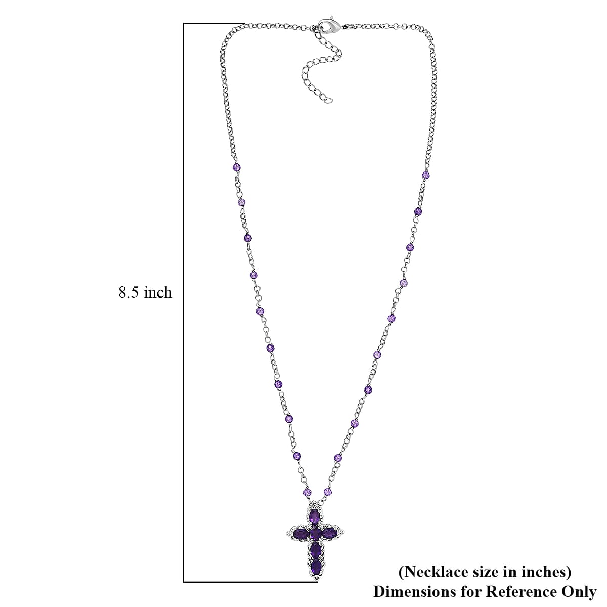 EverTrue African Amethyst 5.90 ctw Cross Necklace in Platinum Bond 18 Inches image number 5