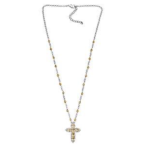 EverTrue Brazilian Citrine 7.20 ctw Cross Necklace in Platinum Bond 18 Inches