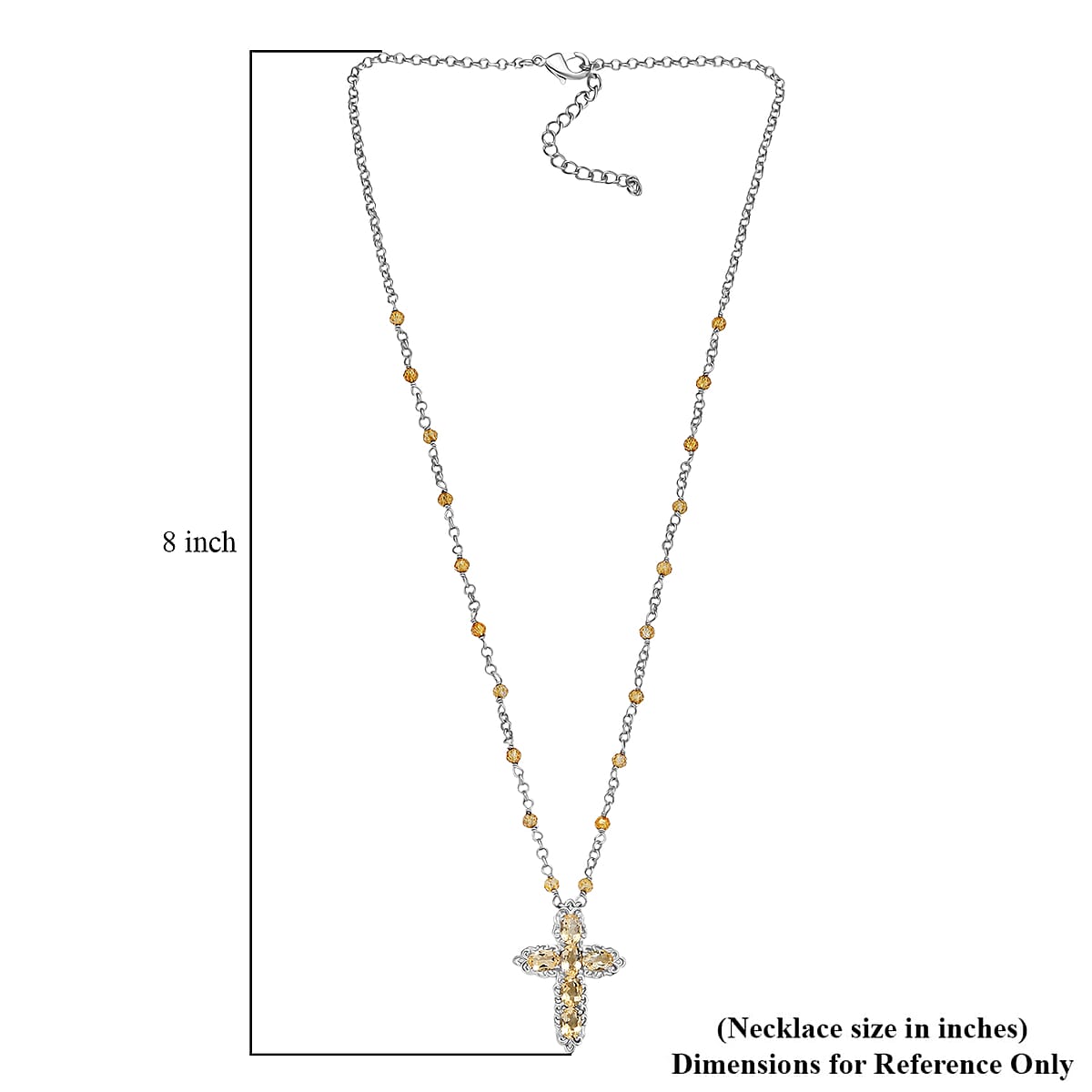 EverTrue Brazilian Citrine 7.20 ctw Cross Necklace in Platinum Bond 18 Inches image number 5