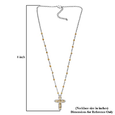 EverTrue Brazilian Citrine 7.20 ctw Cross Necklace in Platinum Bond 18 Inches