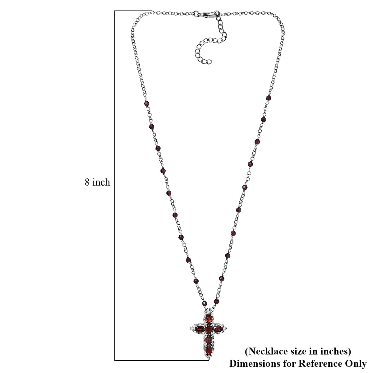 EverTrue Mozambique Garnet 9.25 ctw Cross Necklace in Platinum Bond 18 Inches image number 5