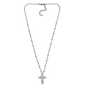 EverTrue Sky Blue Topaz 8.50 ctw Cross Necklace in Platinum Bond 18 Inches