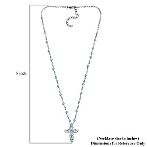 EverTrue Sky Blue Topaz 8.50 ctw Cross Necklace in Platinum Bond 18 Inches