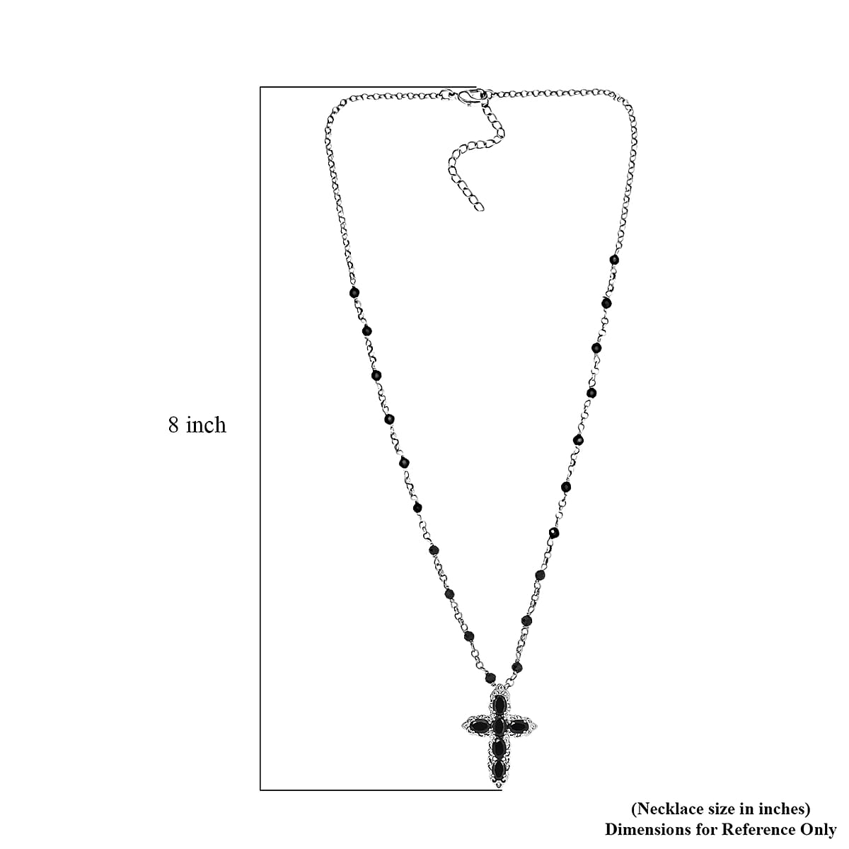 EverTrue Thai Black Spinel 9.25 ctw Cross Necklace in Platinum Bond 18 Inches image number 5