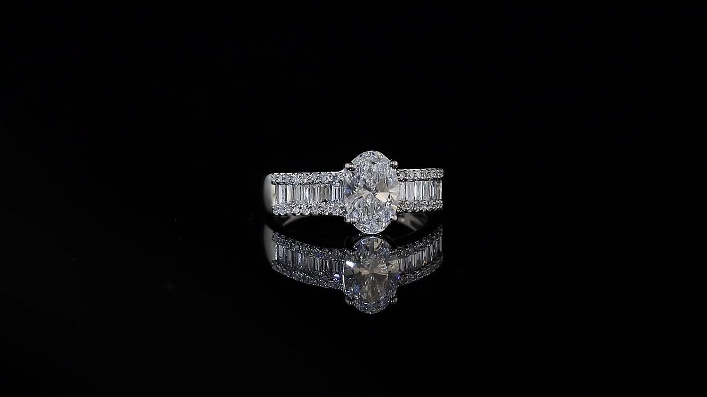 IGI Certified Luxuriant Lab Grown Diamond E-F VS 2.00 ctw Art Deco Ring in 950 Platinum (Size 10.0)
