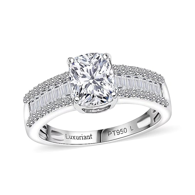IGI Certified Luxuriant Lab Grown Diamond E-F VS 2.00 ctw Bridge Ring in 950 Platinum (Size 8.0)