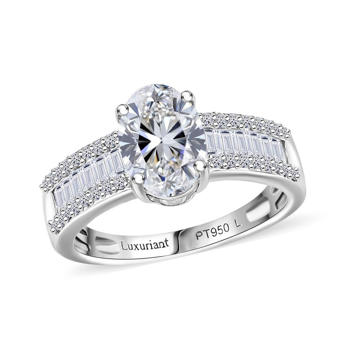 IGI Certified 950 Platinum Luxuriant Lab Grown Diamond E-F VS 2.00 ctw Bridge Ring (Size 10.0) 5.60 Grams image number 0