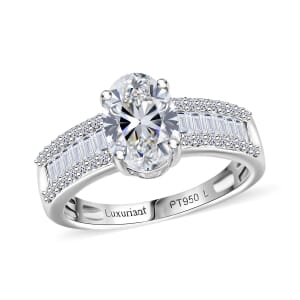 IGI Certified 950 Platinum Luxuriant Lab Grown Diamond E-F VS 2.00 ctw Bridge Ring (Size 10.0) 5.60 Grams