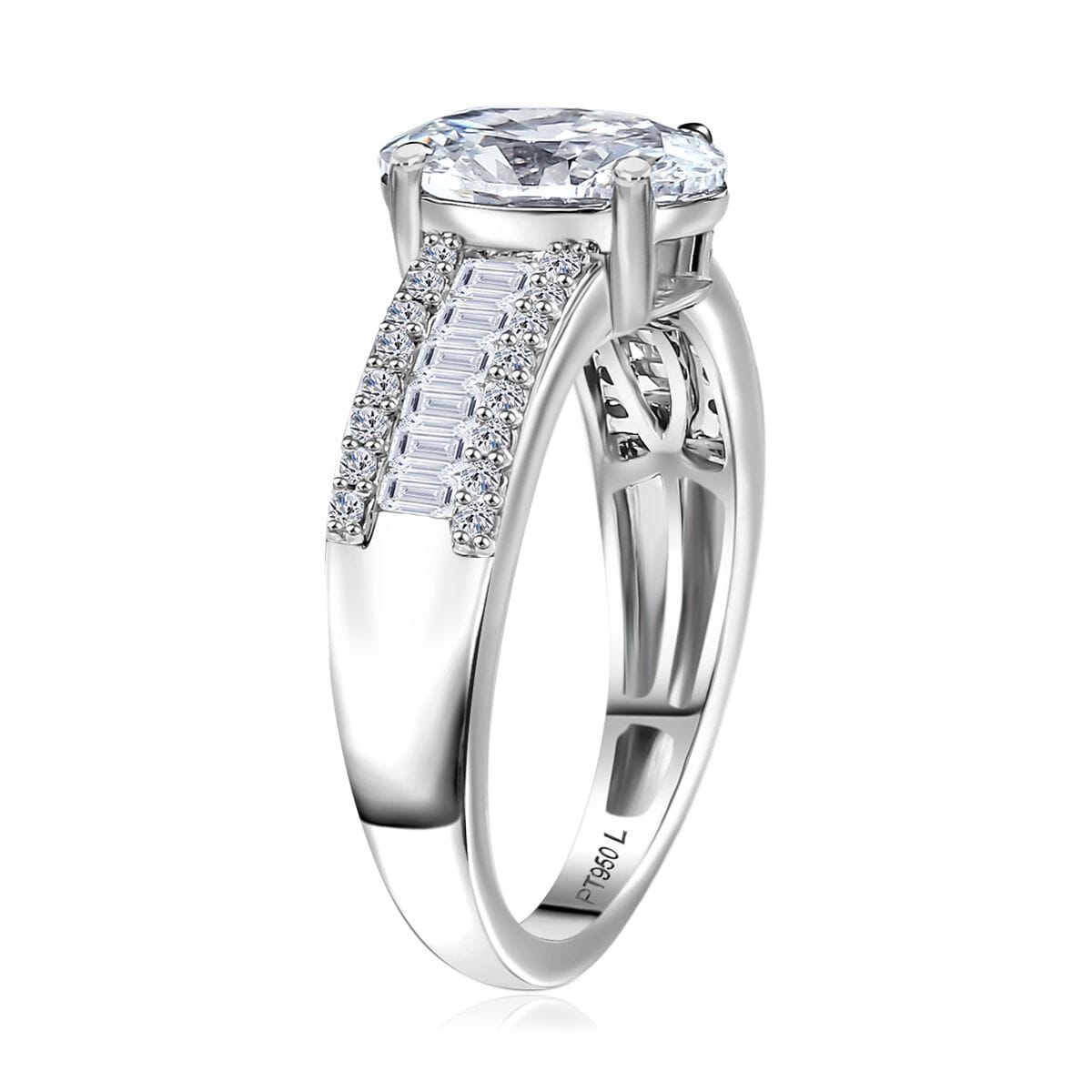 IGI Certified 950 Platinum Luxuriant Lab Grown Diamond E-F VS 2.00 ctw Bridge Ring (Size 10.0) 5.60 Grams image number 3