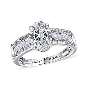 IGI Certified Luxuriant Lab Grown Diamond E-F VS 2.00 ctw Bridge Ring in 950 Platinum (Size 6.0) 5.60 Grams