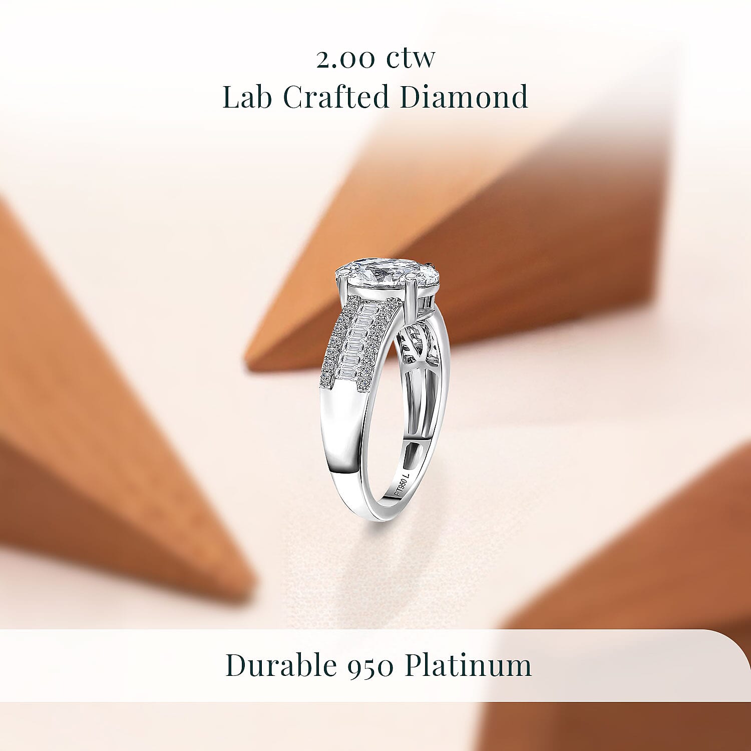 IGI Certified Luxuriant Lab Grown Diamond E-F VS 2.00 ctw Bridge Ring in 950 Platinum (Size 6.0) 5.60 Grams