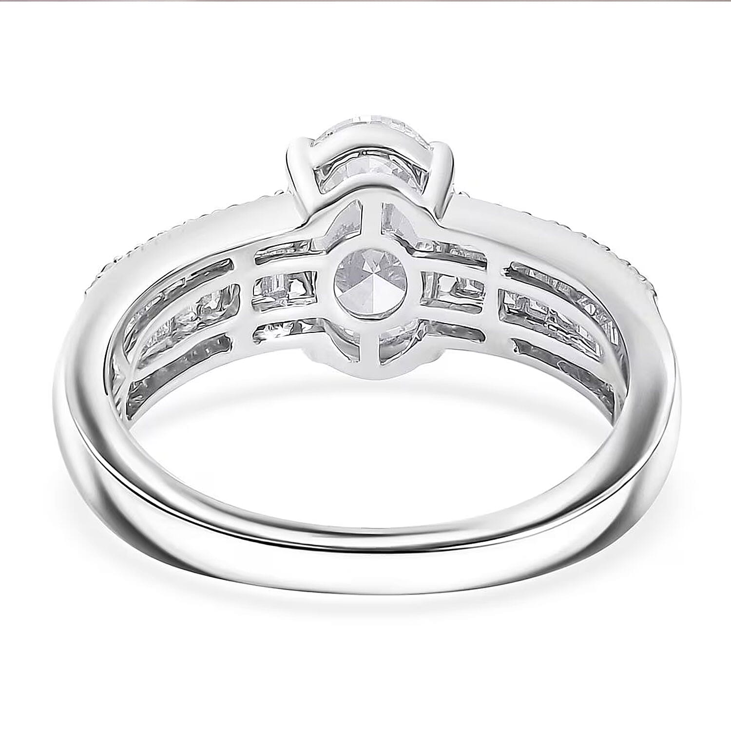 IGI Certified Luxuriant Lab Grown Diamond E-F VS 2.00 ctw Bridge Ring in 950 Platinum (Size 6.0) 5.60 Grams