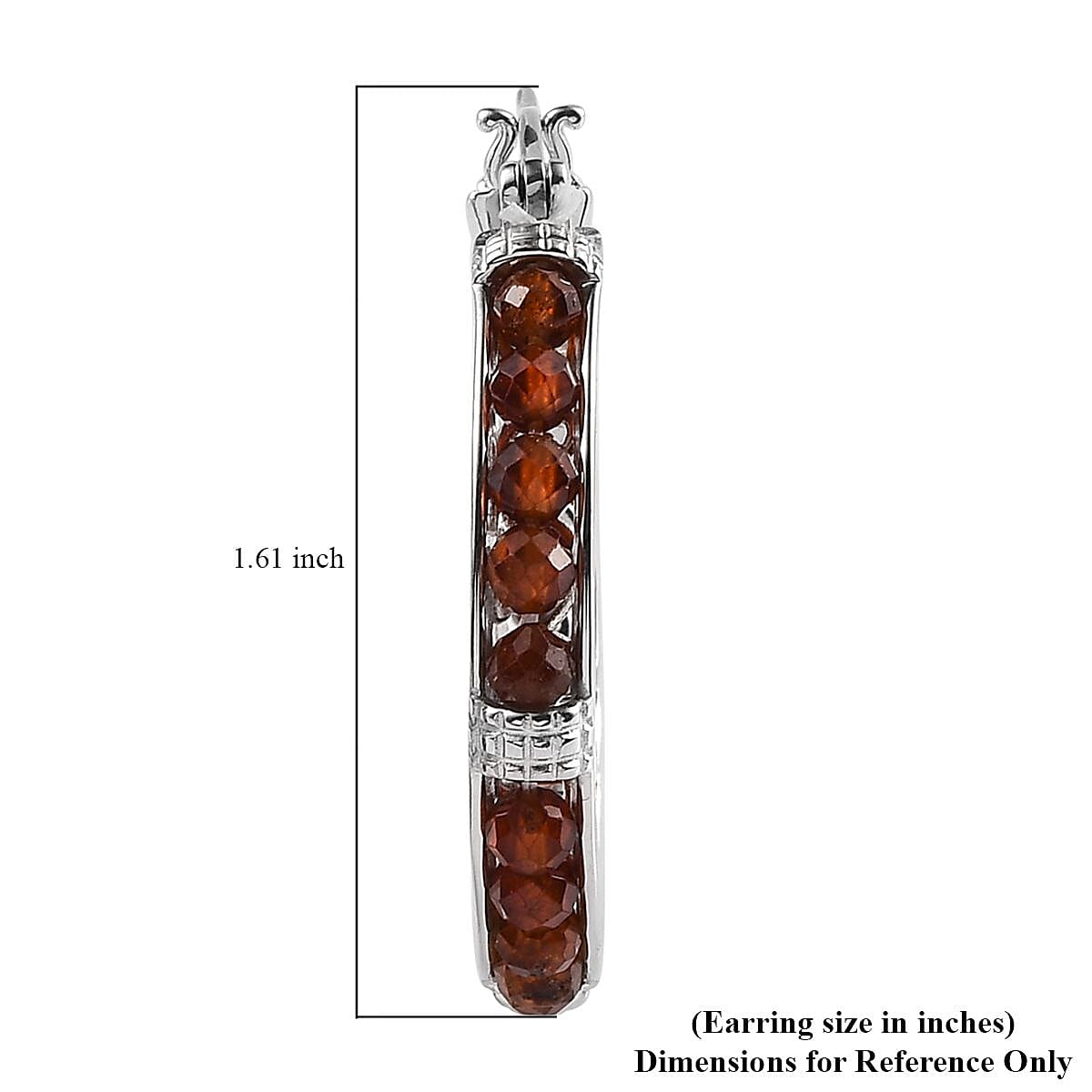 EverTrue Hessonite Garnet 25.40 ctw Hoop Earrings in Platinum Bond image number 4