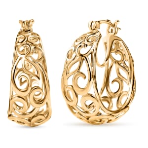 D'Joy Passport to Turkey 18K Vermeil Yellow Gold Over Sterling Silver Hoop Earrings 8.50 Grams