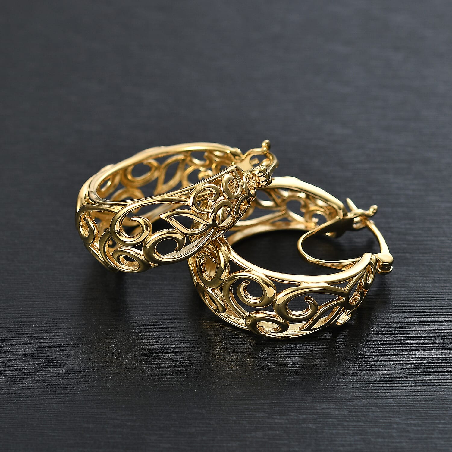 D'Joy Passport to Turkey 18K Vermeil Yellow Gold Over Sterling Silver Hoop Earrings 8.50 Grams