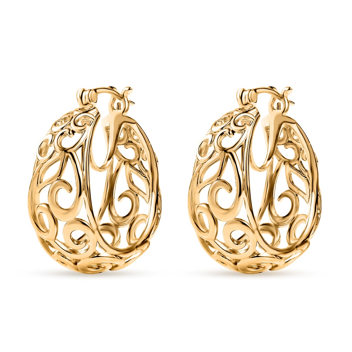 D'Joy Passport to Turkey 18K Vermeil Yellow Gold Over Sterling Silver Hoop Earrings 8.50 Grams image number 3