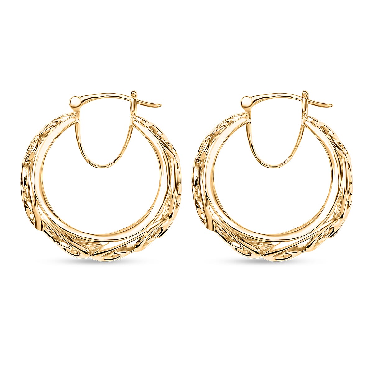 D'Joy Passport to Turkey 18K Vermeil Yellow Gold Over Sterling Silver Hoop Earrings 8.50 Grams