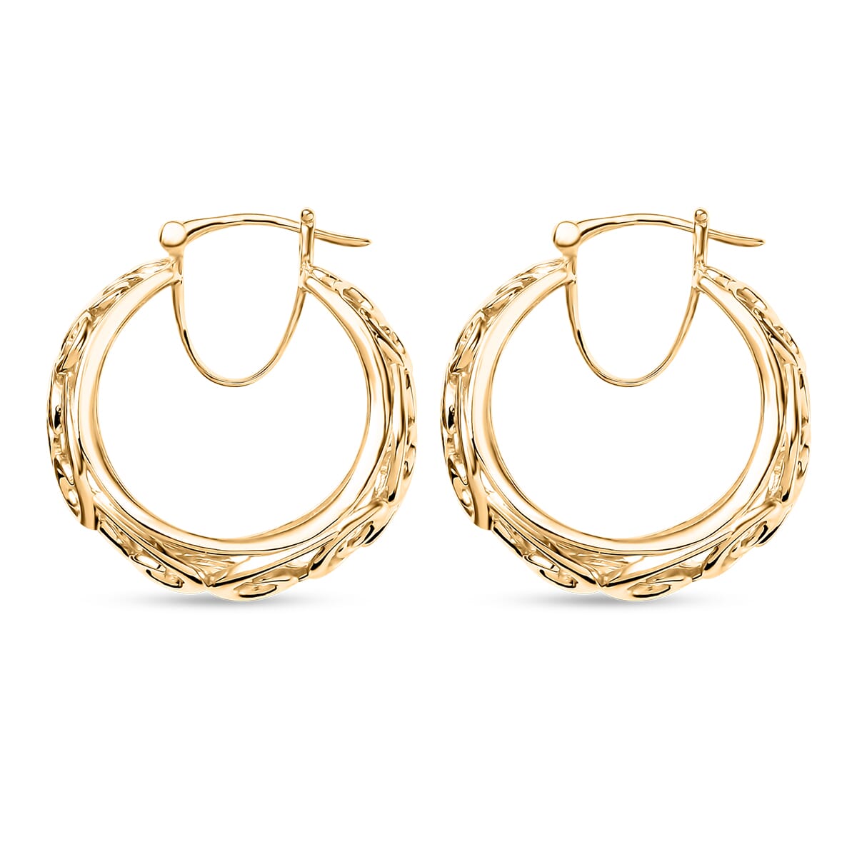 D'Joy Passport to Turkey 18K Vermeil Yellow Gold Over Sterling Silver Hoop Earrings 8.50 Grams image number 4