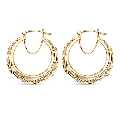 D'Joy Passport to Turkey 18K Vermeil Yellow Gold Over Sterling Silver Hoop Earrings 8.50 Grams