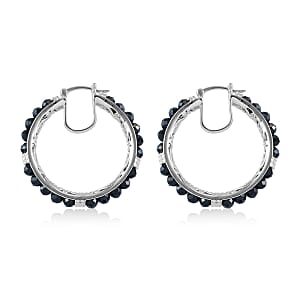 EverTrue Thai Black Spinel 20.15 ctw Hoop Earrings in Platinum Bond