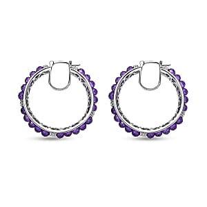 EverTrue African Amethyst 18.25 ctw Hoop Earrings in Platinum Bond
