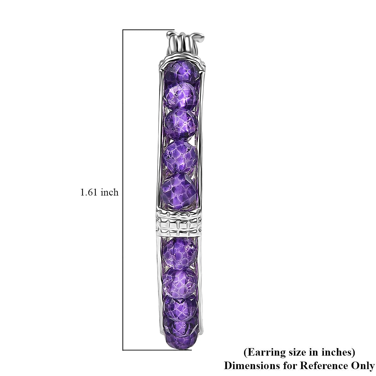 EverTrue African Amethyst 18.25 ctw Hoop Earrings in Platinum Bond image number 4