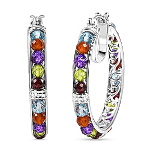 EverTrue Multi Gemstone 14.30 ctw Earrings in Platinum Bond