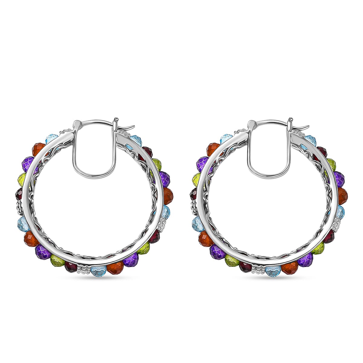 EverTrue Multi Gemstone 14.30 ctw Earrings in Platinum Bond image number 3