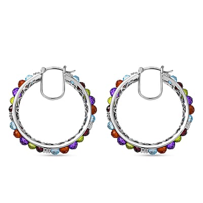EverTrue Multi Gemstone 14.30 ctw Earrings in Platinum Bond