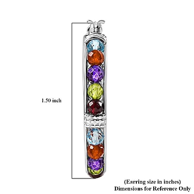 EverTrue Multi Gemstone 14.30 ctw Earrings in Platinum Bond