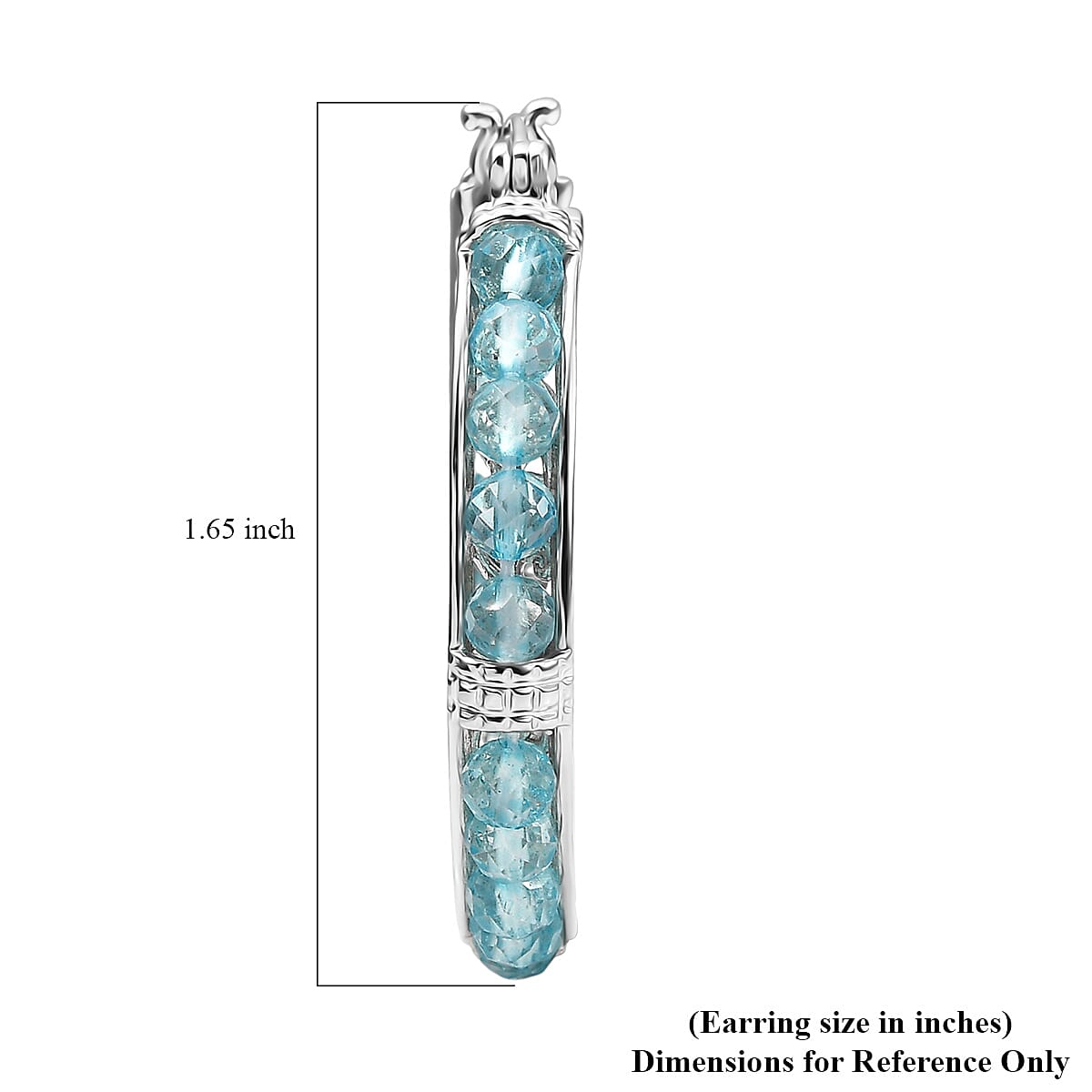 EverTrue Blue Apatite 18.75 ctw Hoop Earrings in Platinum Bond image number 4