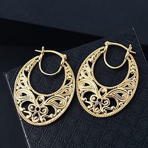 D'Joy Passport to Turkey Hoop Earrings in 18K Vermeil YG Over Sterling Silver 7.50 Grams