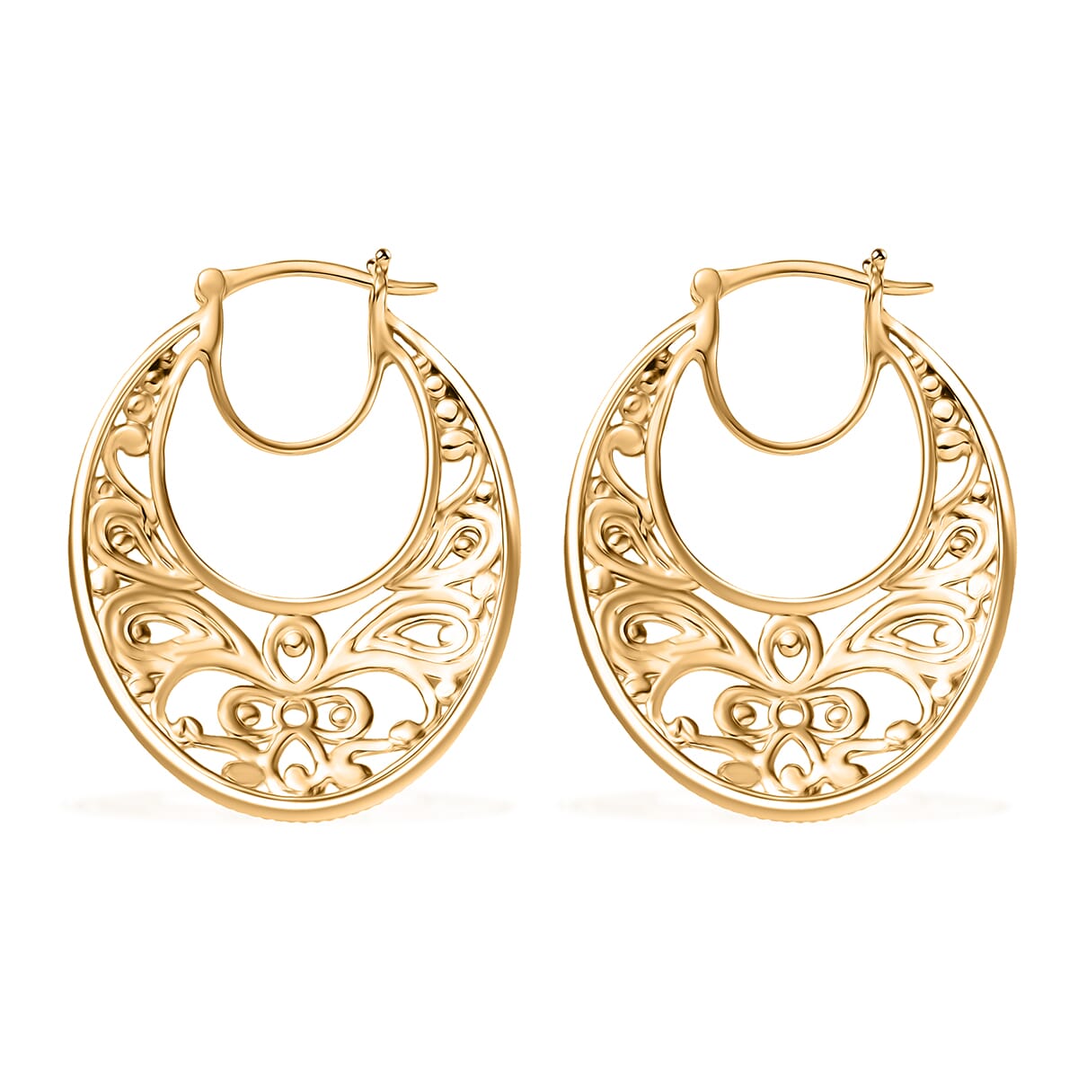 D'Joy Passport to Turkey Hoop Earrings in 18K Vermeil YG Over Sterling Silver 7.50 Grams image number 3