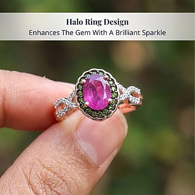 D'Joy Ilakaka Hot Pink Sapphire FF and Multi Gemstone 2.35 ctw Rosé Forest Ring in 18K Vermeil Rose Gold Over Sterling Silver (Size 10.0)