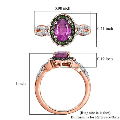 D'Joy Ilakaka Hot Pink Sapphire FF and Multi Gemstone 2.35 ctw Rosé Forest Ring in 18K Vermeil Rose Gold Over Sterling Silver (Size 10.0)