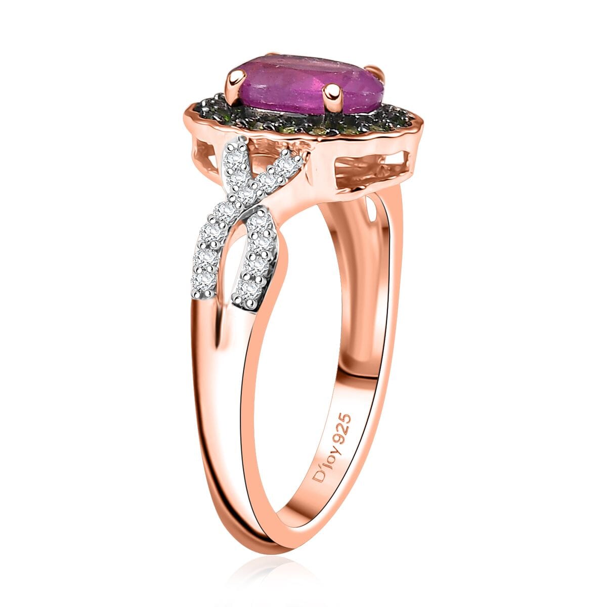 D'Joy Ilakaka Hot Pink Sapphire (FF) and Multi Gemstone 2.35 ctw Rosé Forest Ring in 18K Vermeil Rose Gold Over Sterling Silver (Size 7.0)  image number 3
