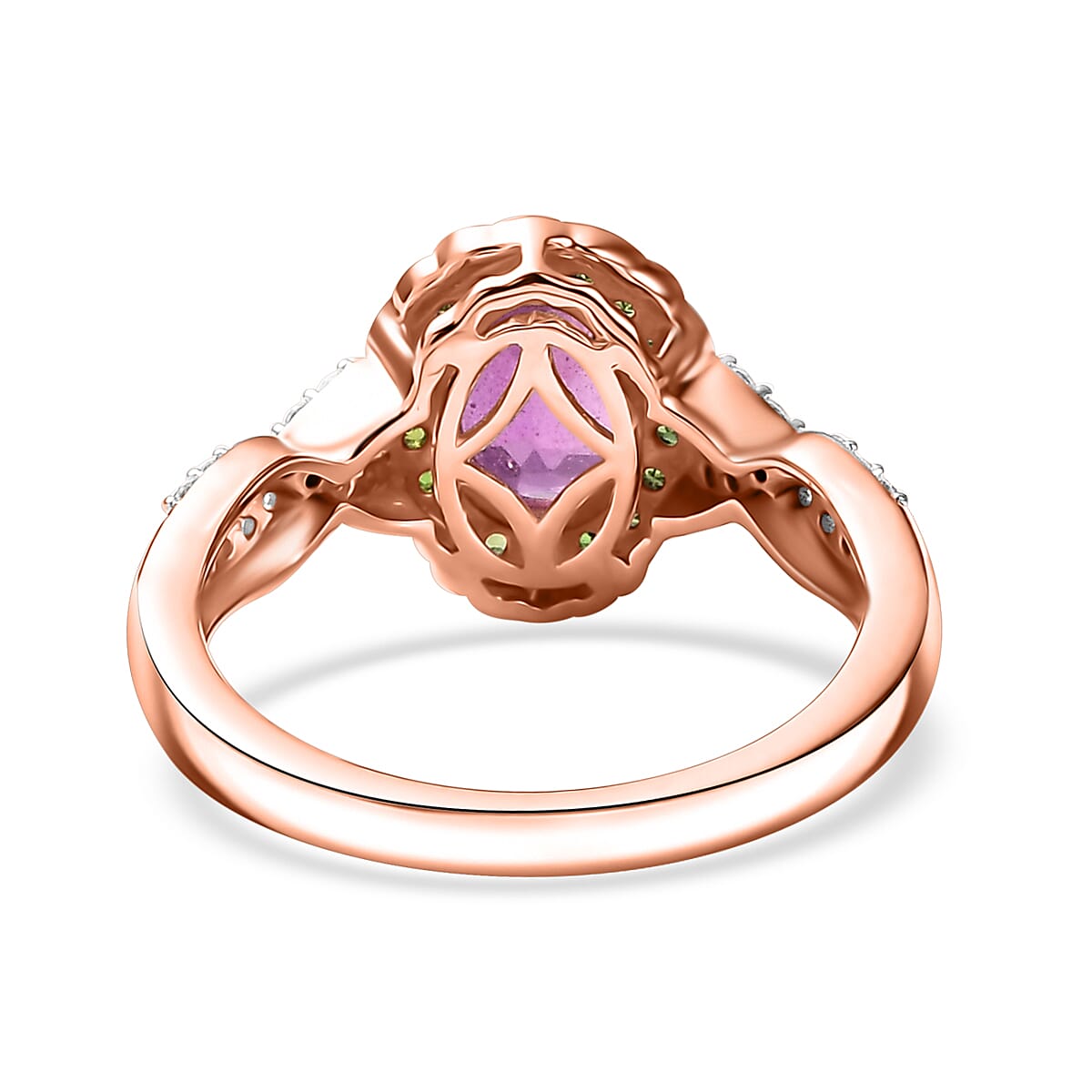 D'Joy Ilakaka Hot Pink Sapphire FF and Multi Gemstone 2.35 ctw Rosé Forest Ring in 18K Vermeil Rose Gold Over Sterling Silver (Size 8.0) image number 4