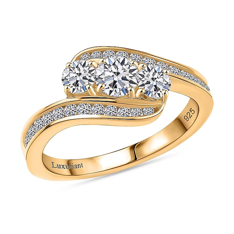 Luxuriant Lab Grown Diamond G-H SI 1.00 ctw Intercross Path Ring in 18K Vermeil Yellow Gold Over Sterling Silver (Size 10.0)