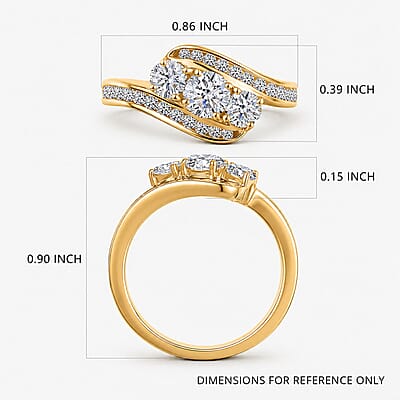 Luxuriant Lab Grown Diamond G-H SI 1.00 ctw Intercross Path Ring in 18K Vermeil Yellow Gold Over Sterling Silver (Size 10.0)