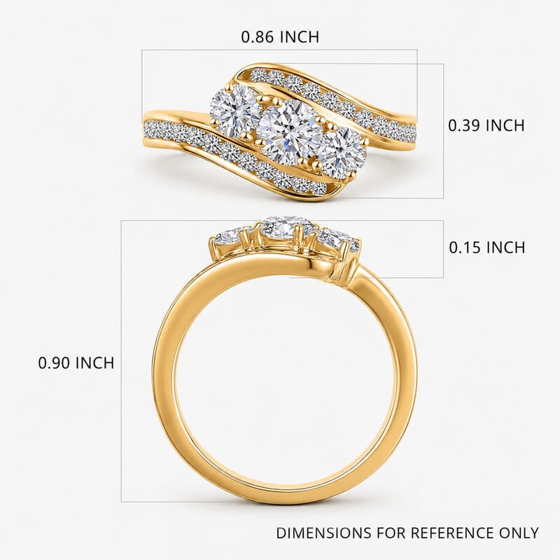 Luxuriant Lab Grown Diamond G-H SI 1.00 ctw Intercross Path Ring in 18K Vermeil Yellow Gold Over Sterling Silver (Size 10.0)