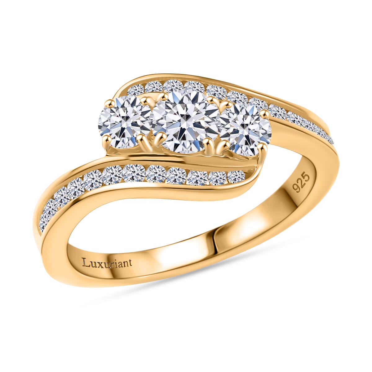 Luxuriant Lab Grown Diamond G-H SI 1.00 ctw Intercross Path Ring in 18K Vermeil Yellow Gold Over Sterling Silver (Size 6.0)  image number 0