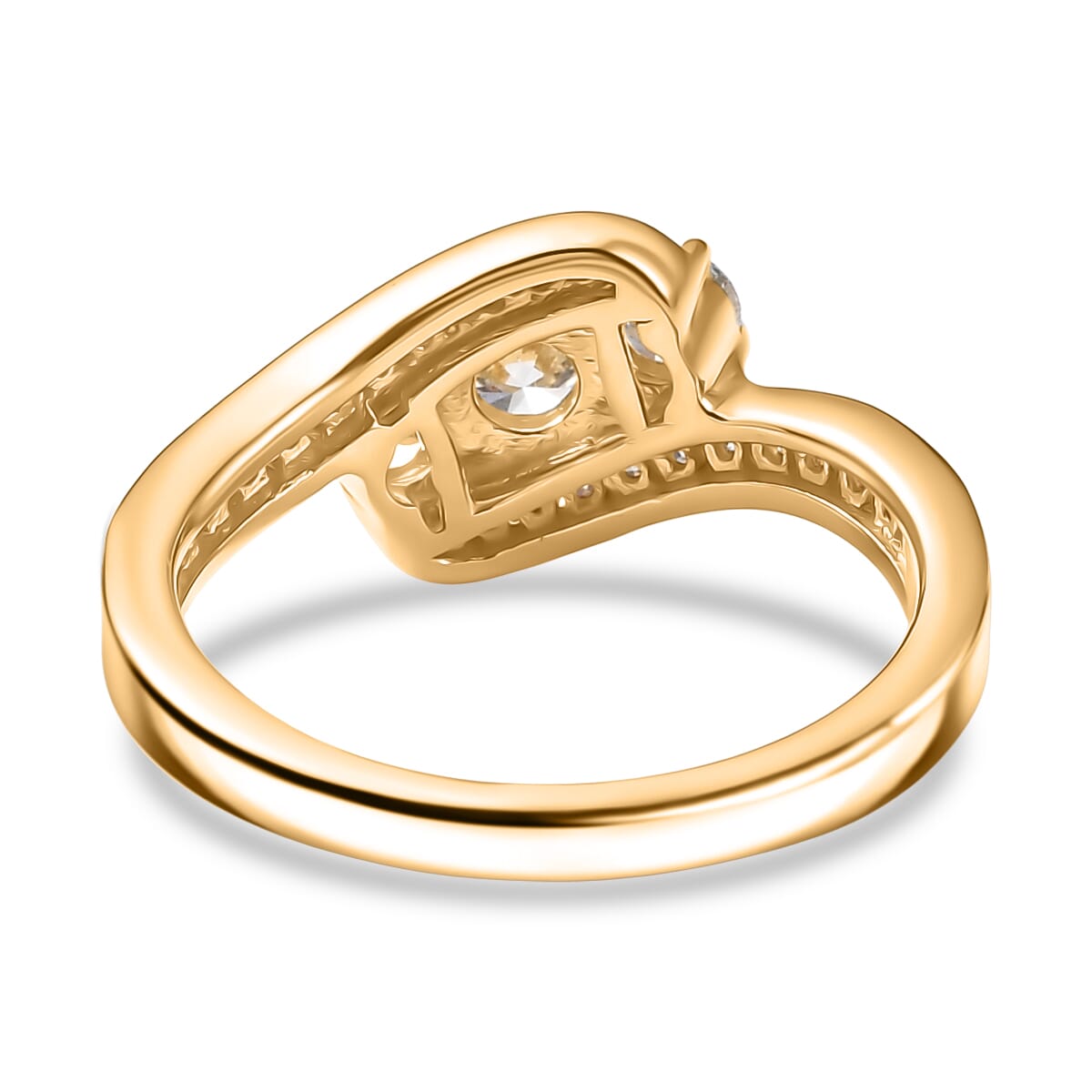 Luxuriant Lab Grown Diamond G-H SI 1.00 ctw Intercross Path Ring in 18K Vermeil Yellow Gold Over Sterling Silver (Size 6.0)  image number 4