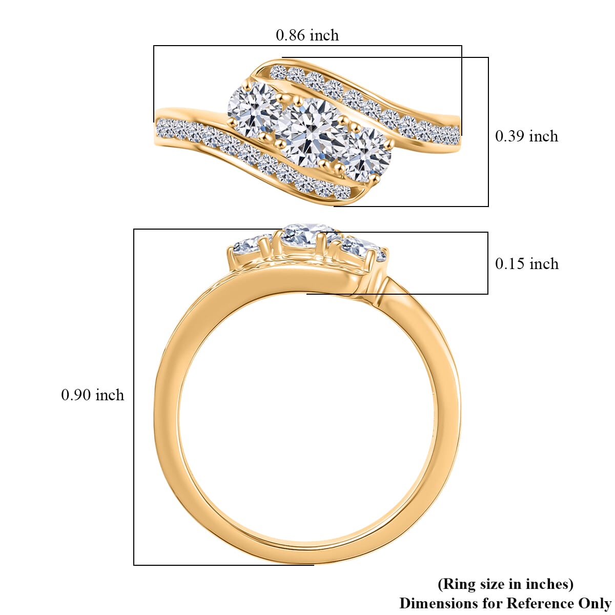 Luxuriant Lab Grown Diamond G-H SI 1.00 ctw Intercross Path Ring in 18K Vermeil Yellow Gold Over Sterling Silver (Size 6.0)  image number 5